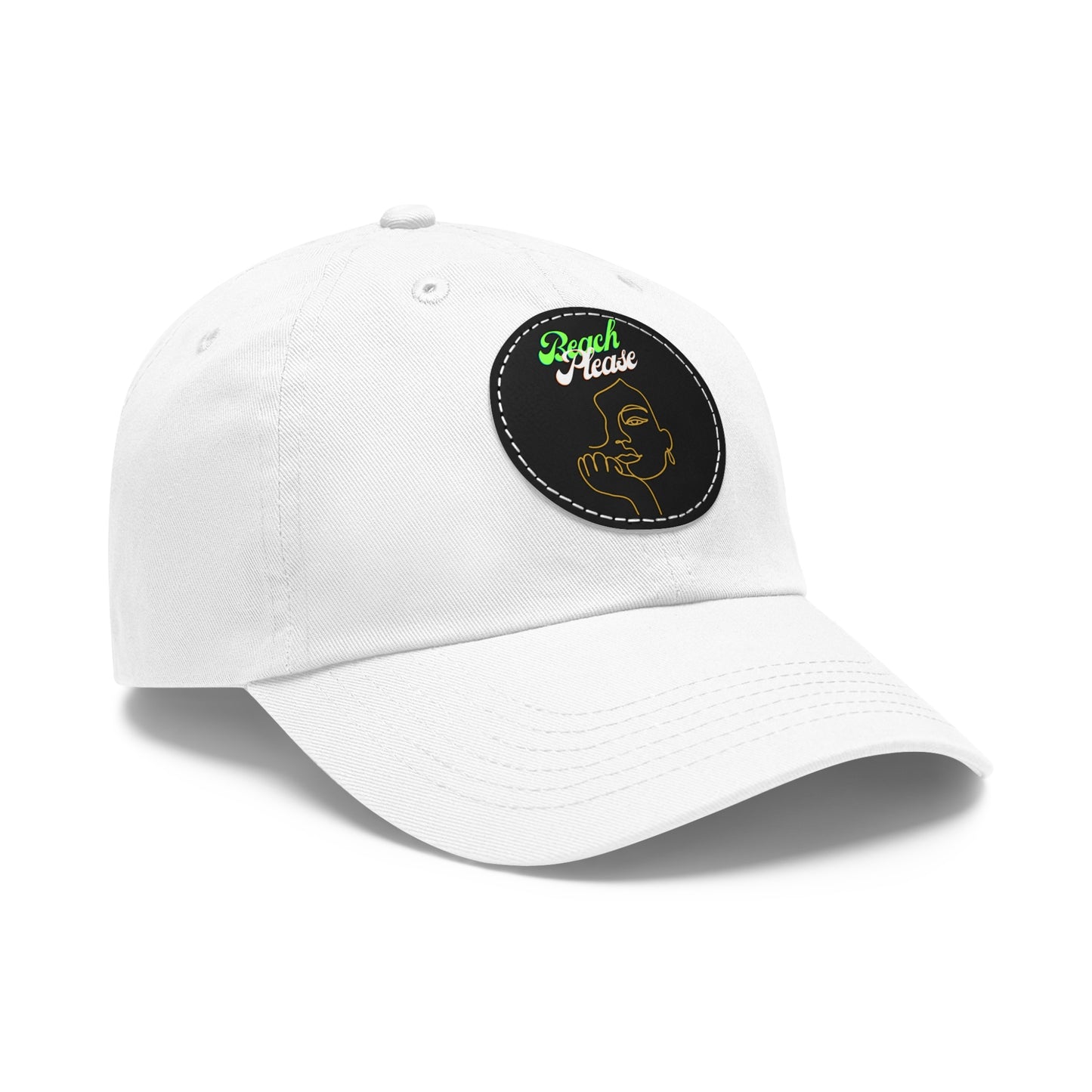 Beach Please - Baseball Cap with Leather Patch (Round)