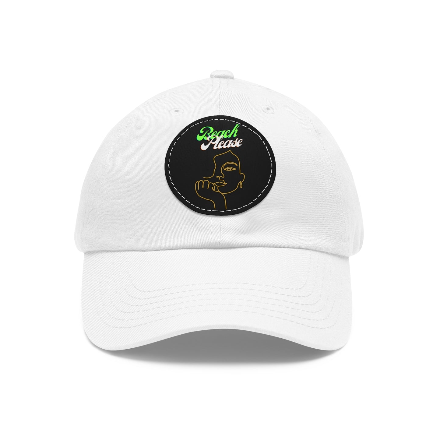 Beach Please - Baseball Cap with Leather Patch (Round)