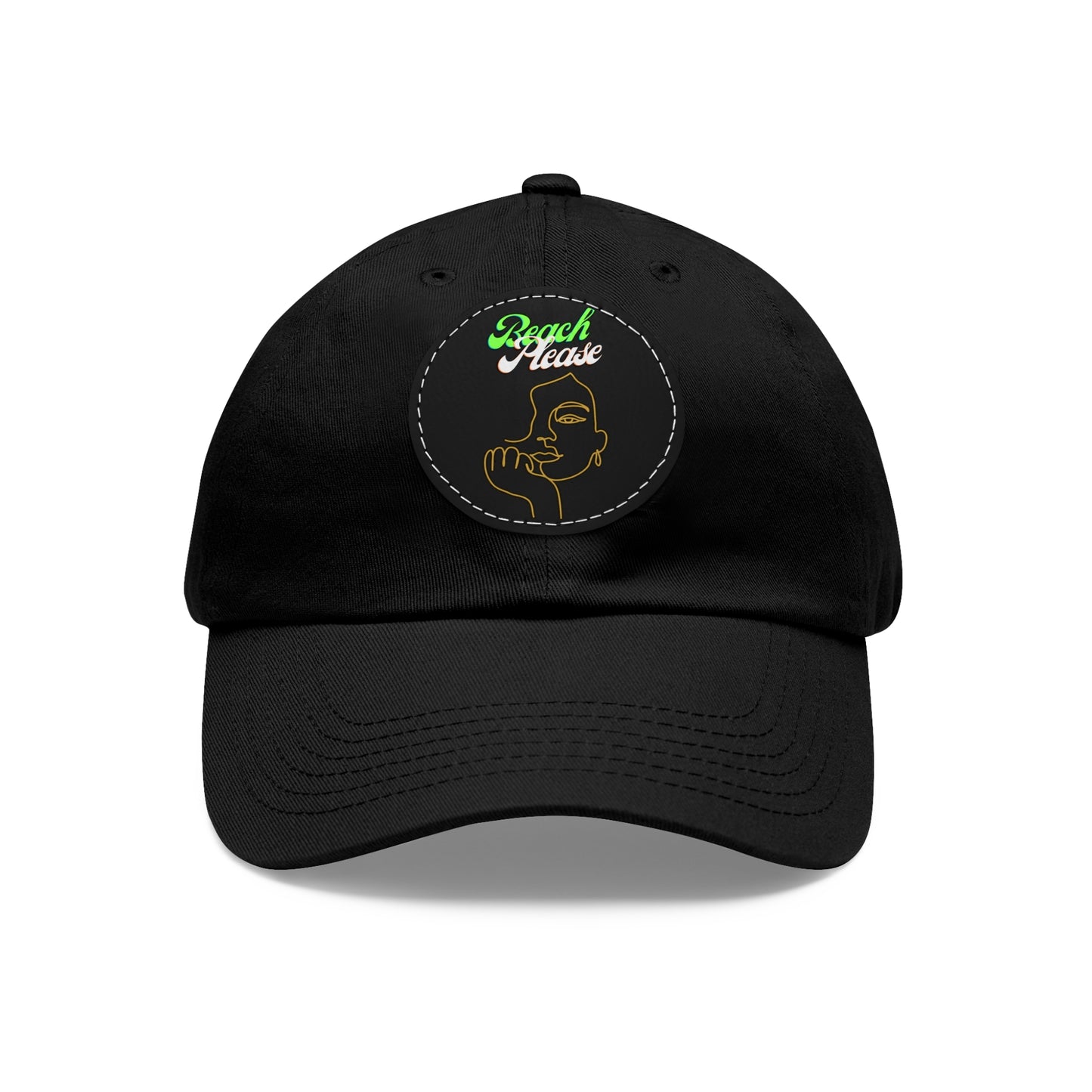 Beach Please - Baseball Cap with Leather Patch (Round)