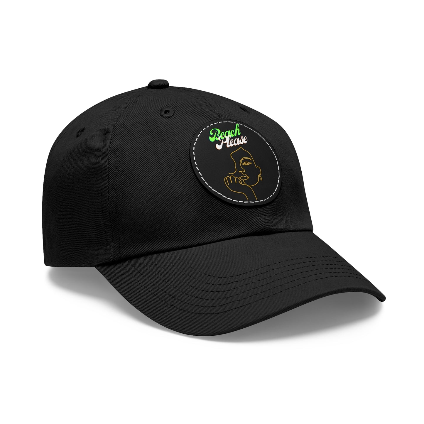 Beach Please - Baseball Cap with Leather Patch (Round)