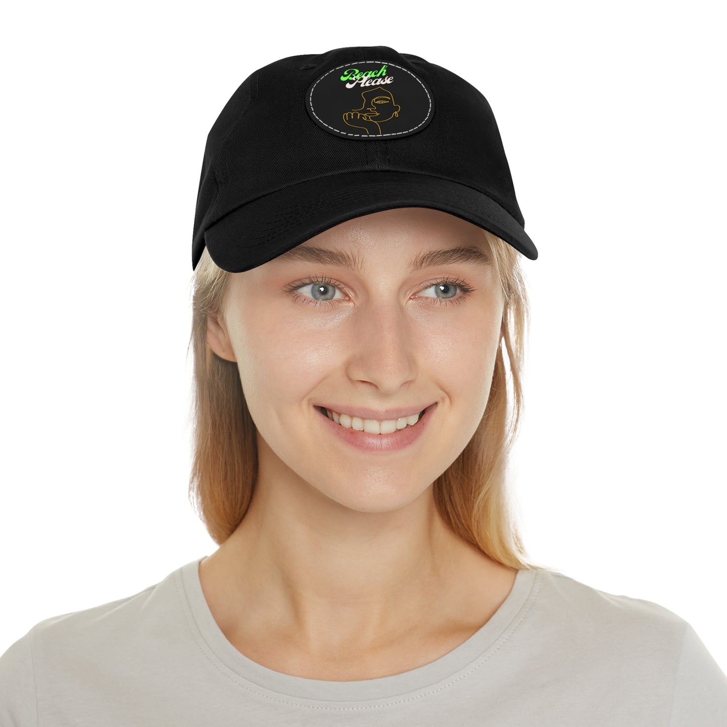 Beach Please - Baseball Cap with Leather Patch (Round)