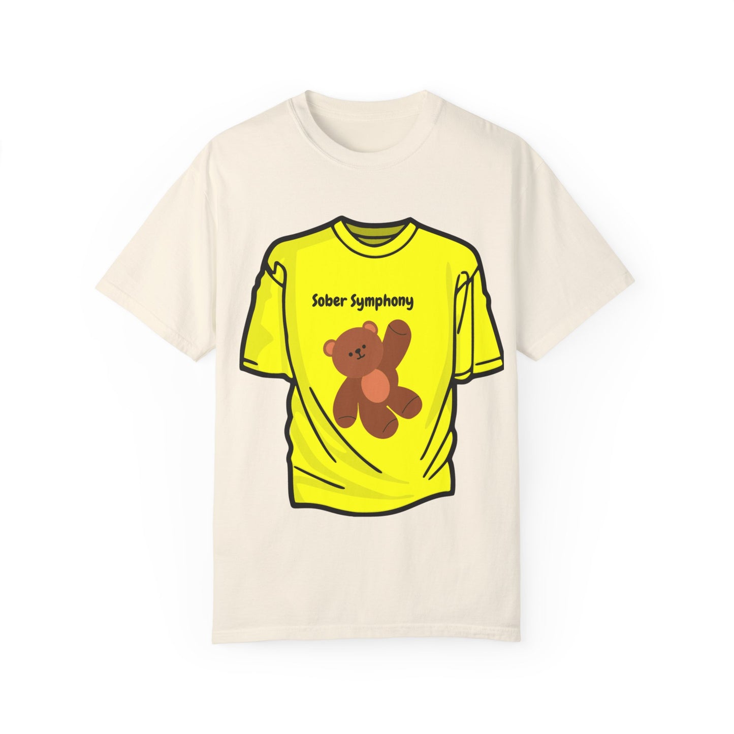 Sober Symphony Teddy Bear - Unisex Garment-Dyed T-shirt