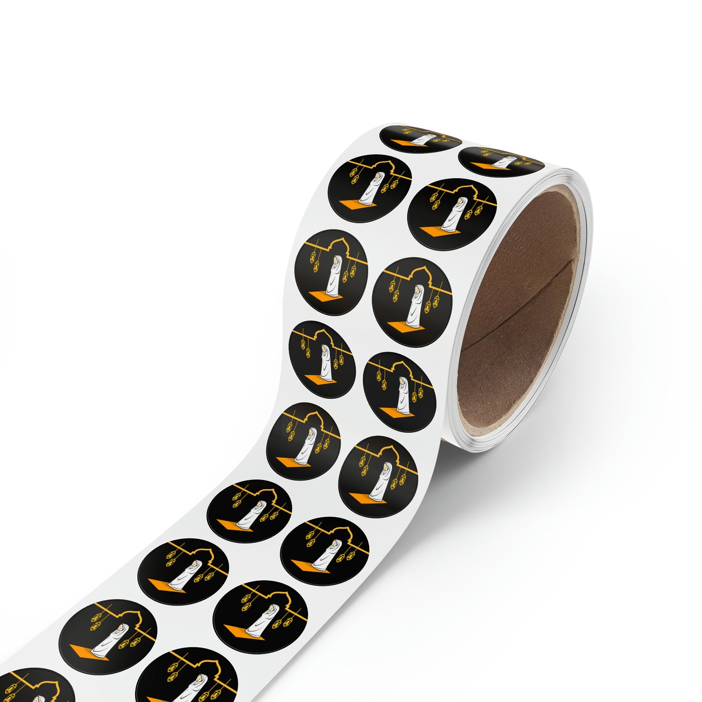 Girl Praying Salah - Round Sticker Label Rolls
