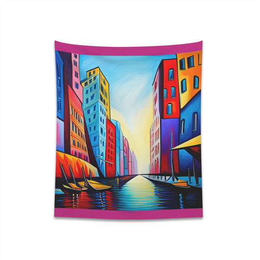 Sober Symphony - Colorful Buildings Printed Wall Tapestry