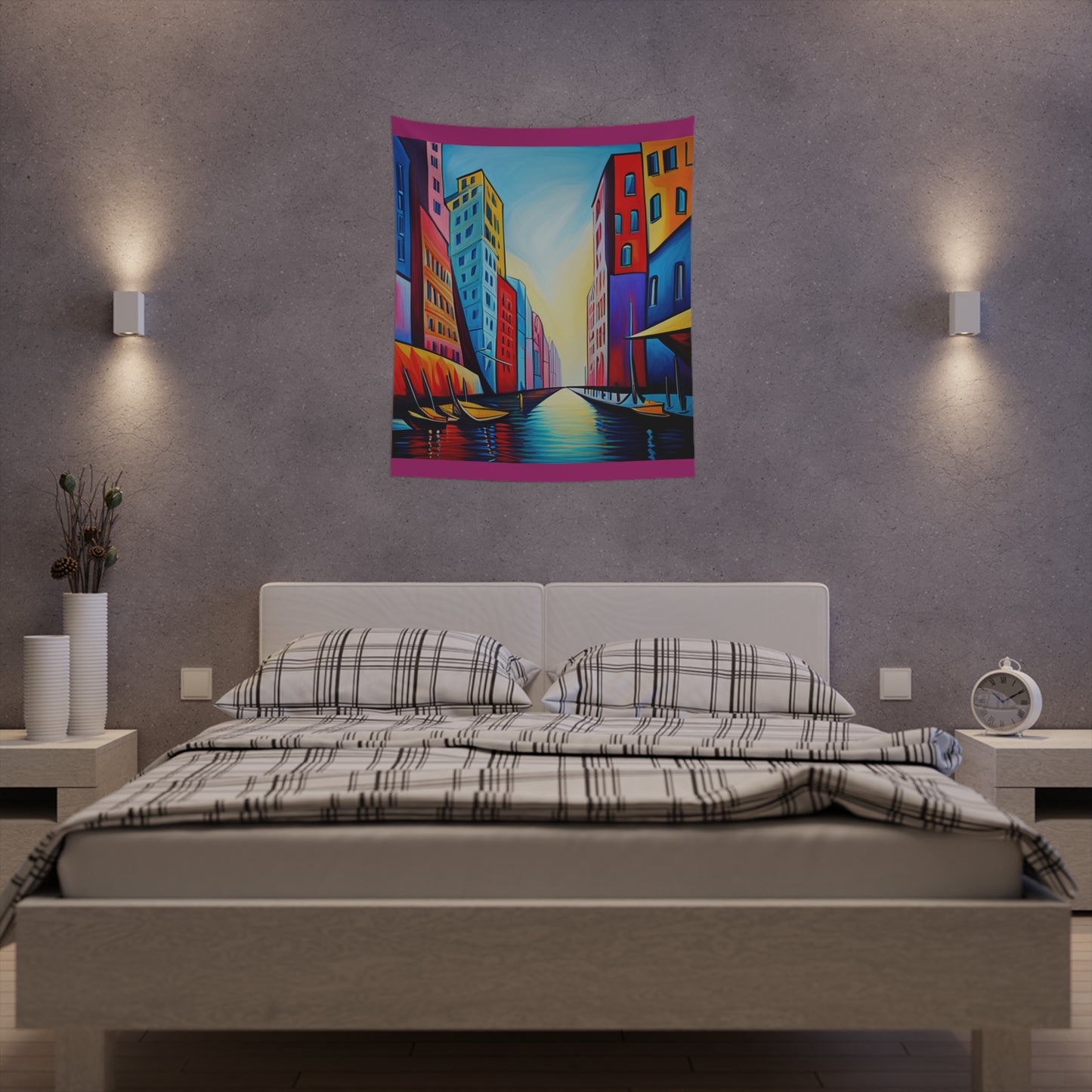 Sober Symphony - Colorful Buildings Printed Wall Tapestry