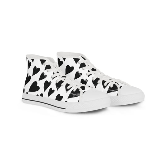 Black Hearts - Men's High Top Sneakers - Sober Symphony®