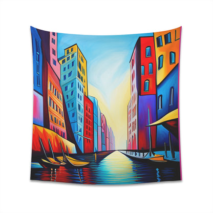 Sober Symphony - Colorful Buildings Printed Wall Tapestry