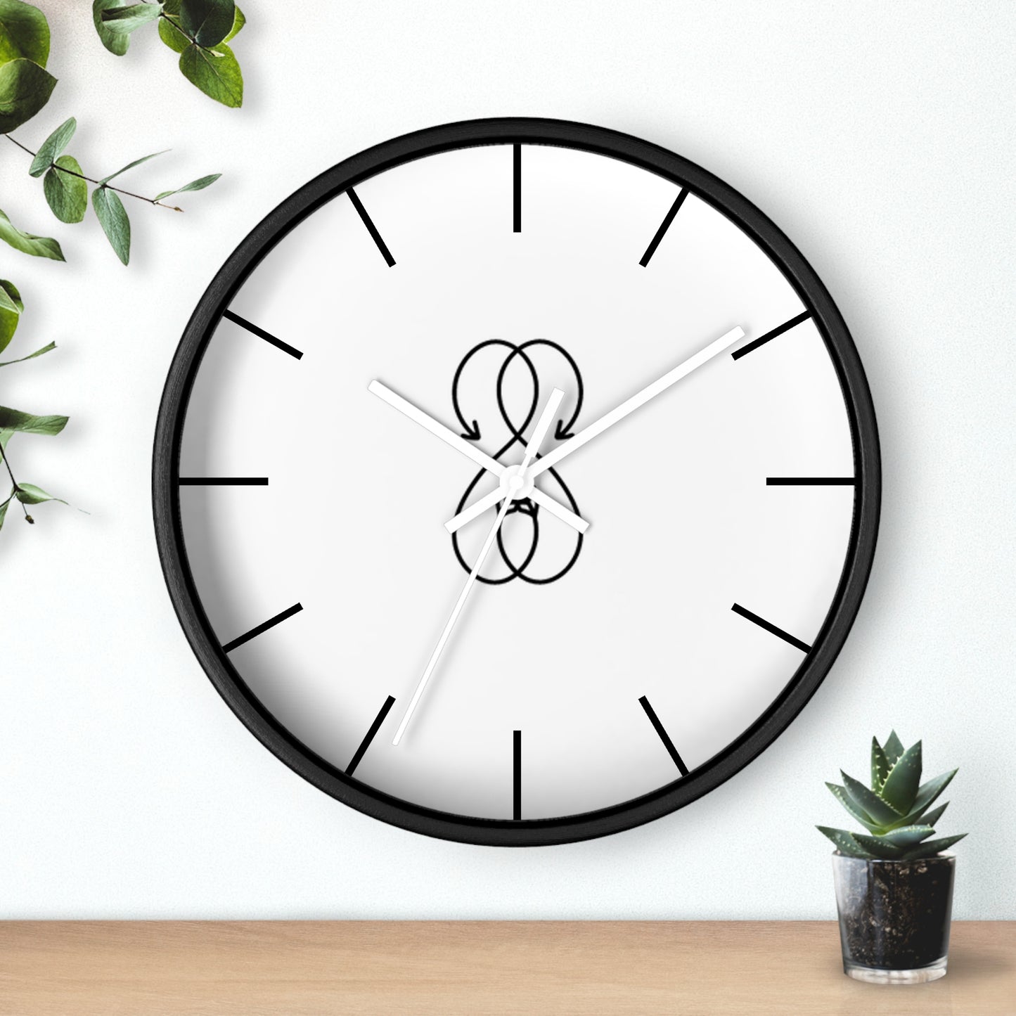 Sober Symphony Black Frame Lines Round Wall Clock