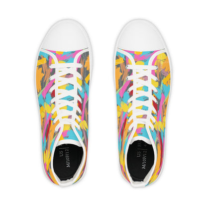 Colorful Paint Stroke - Men's High Top Sneakers - Sober Symphony®