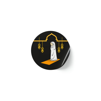 Girl Praying Salah - Round Sticker Label Rolls