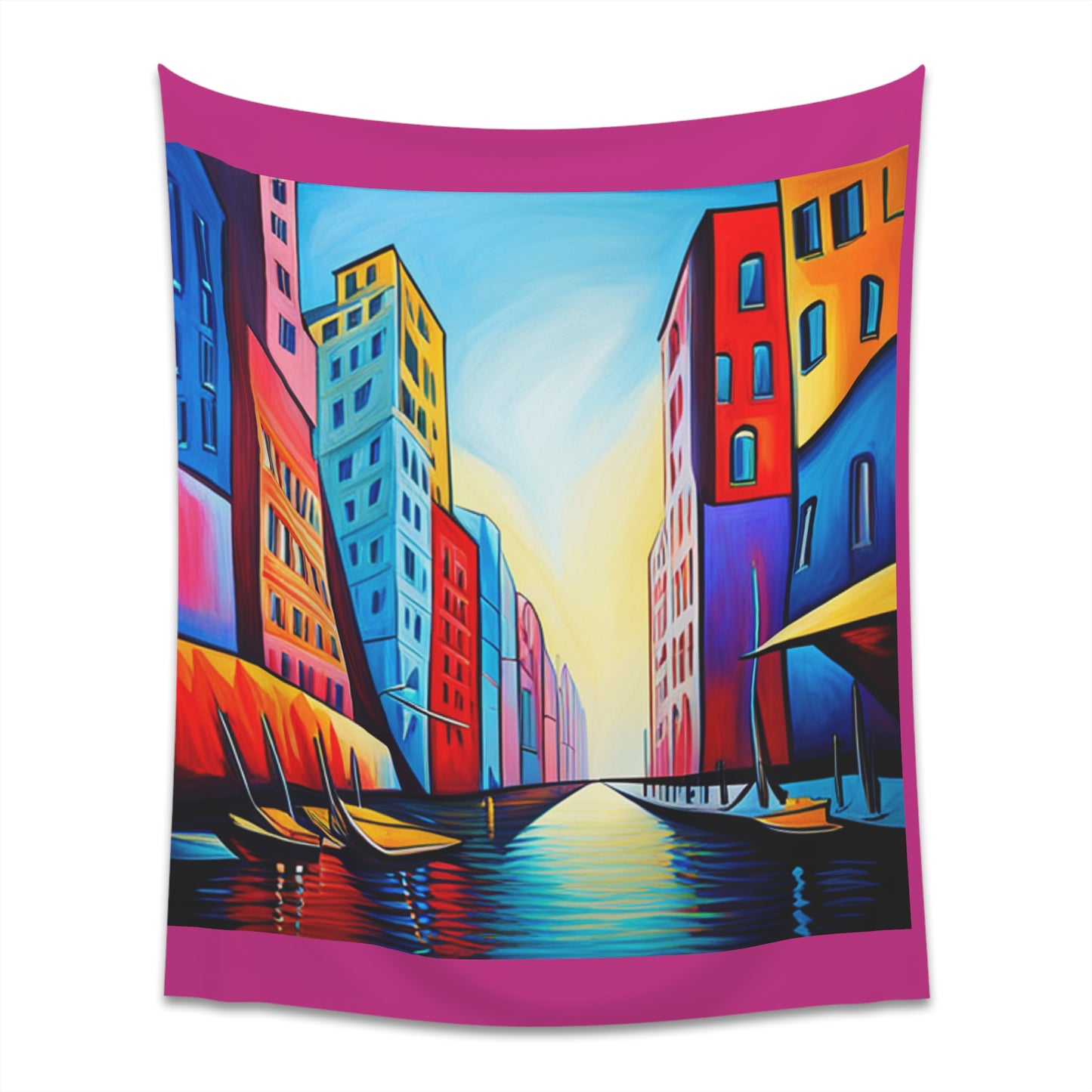 Sober Symphony - Colorful Buildings Printed Wall Tapestry