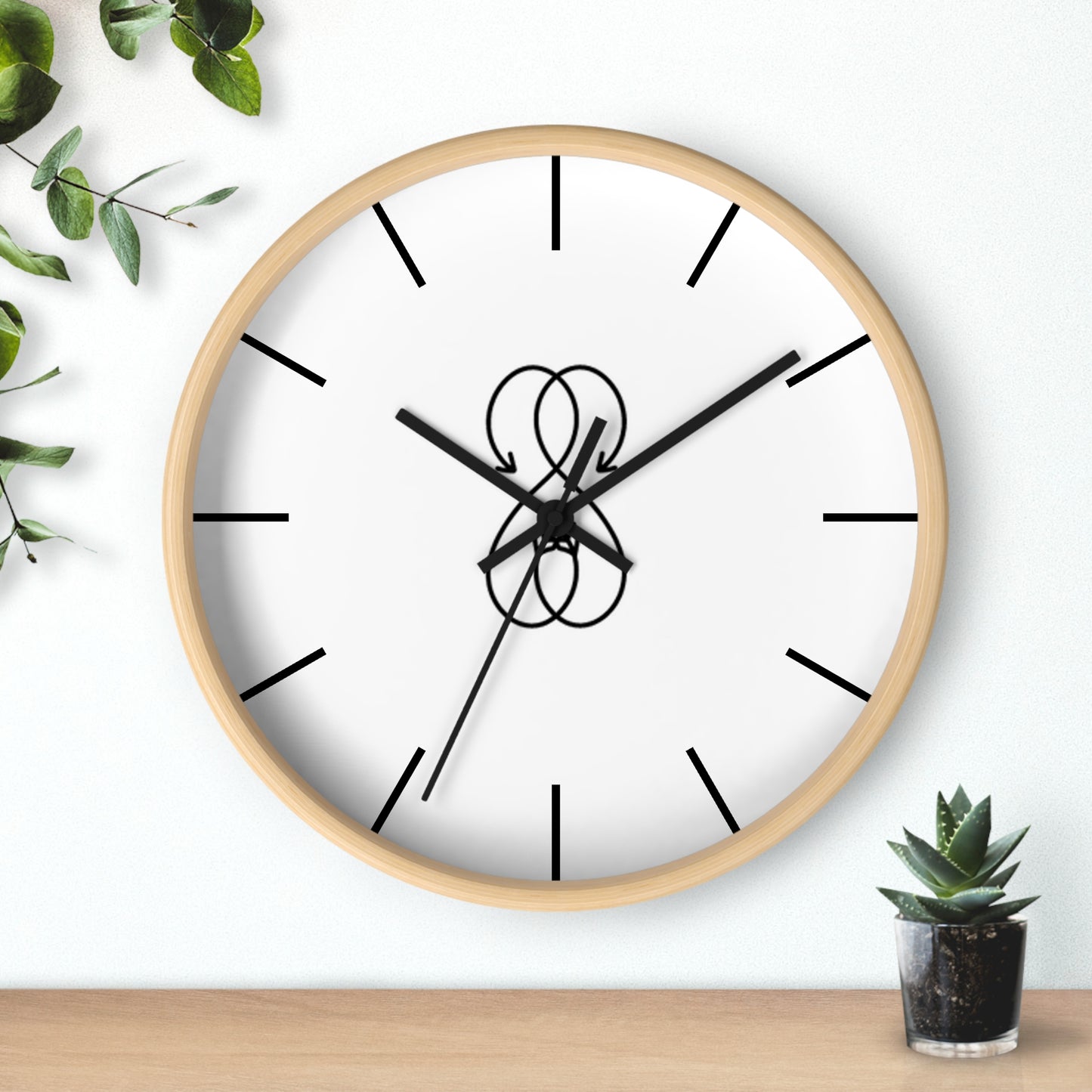Sober Symphony Wooden Frame Lines Round Wall Clock
