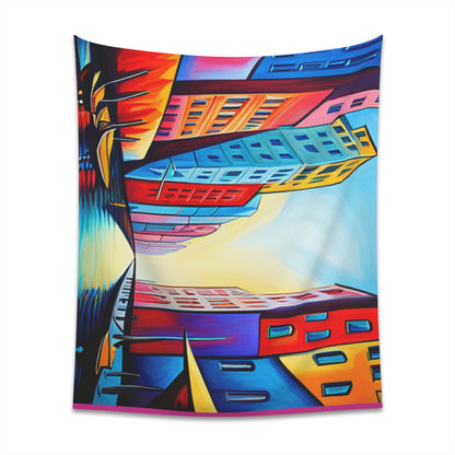 Sober Symphony - Colorful Buildings Printed Wall Tapestry