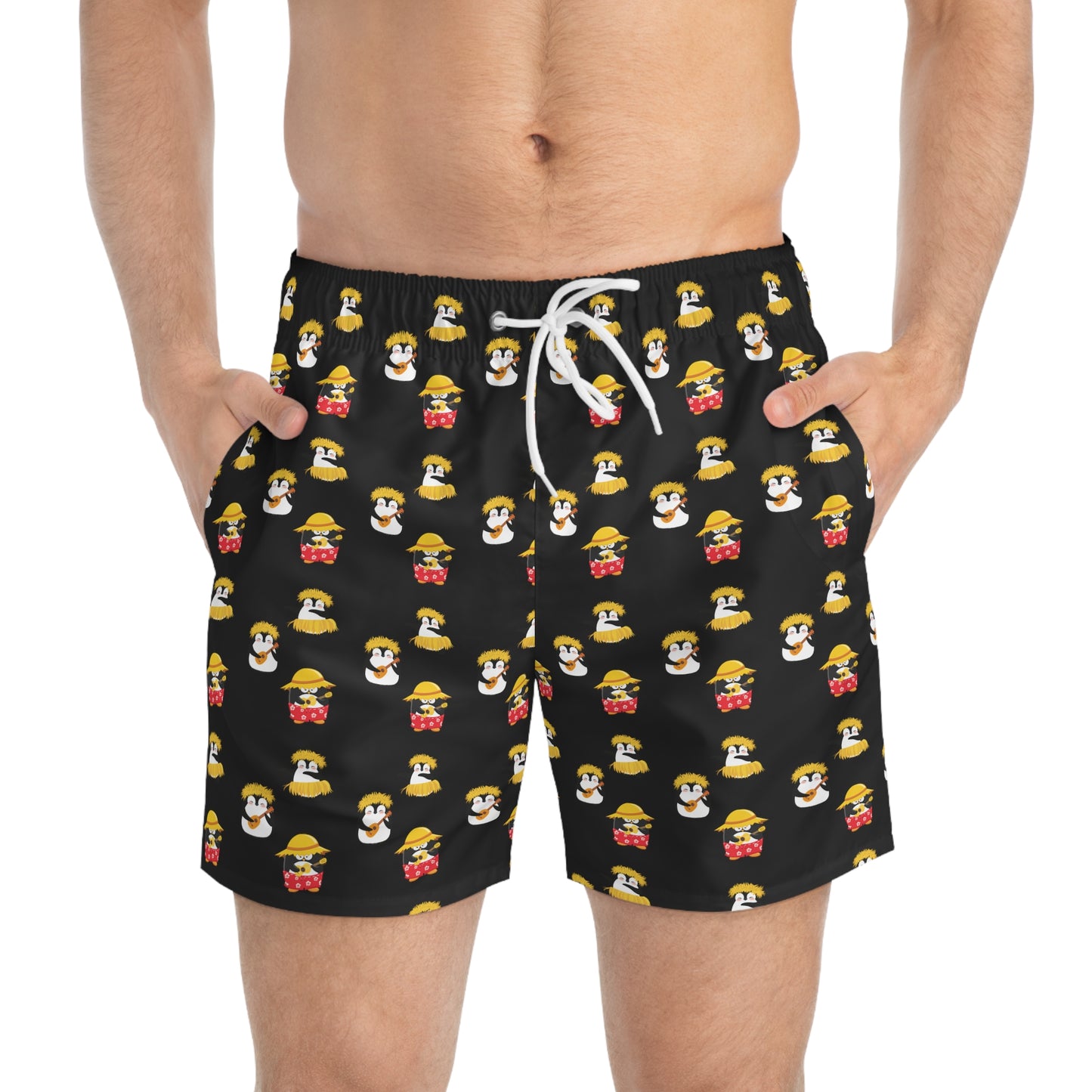 Sober Symphony Penguin Design Men's Swim Trunks