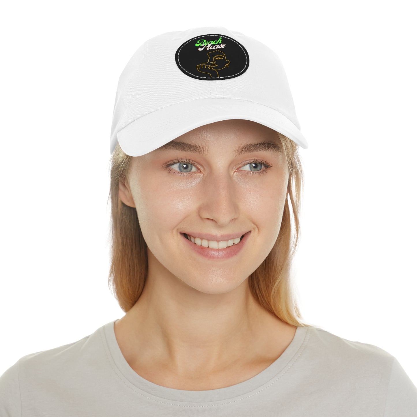 Beach Please - Baseball Cap with Leather Patch (Round)
