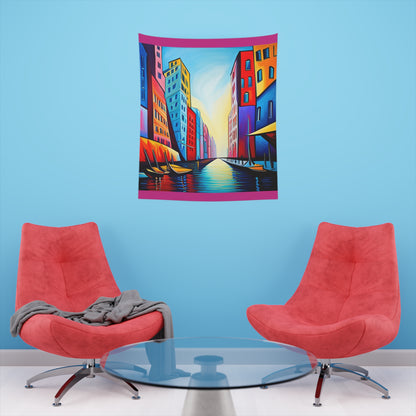 Sober Symphony - Colorful Buildings Printed Wall Tapestry