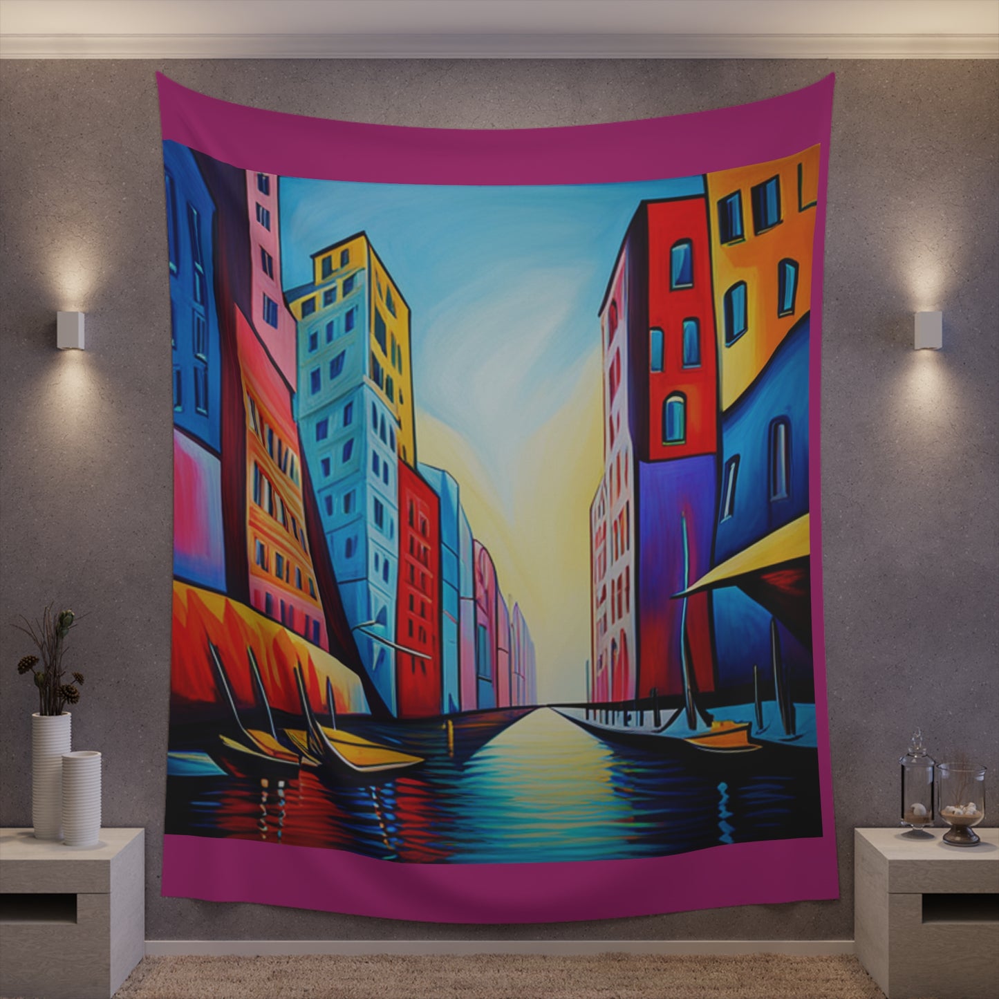 Sober Symphony - Colorful Buildings Printed Wall Tapestry