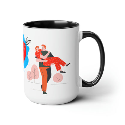 Sober Symphony - Couple Love - Two-Tone Coffee Mugs, 15oz