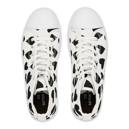 Black Hearts Women's High Top Sneakers - Sober Symphony®