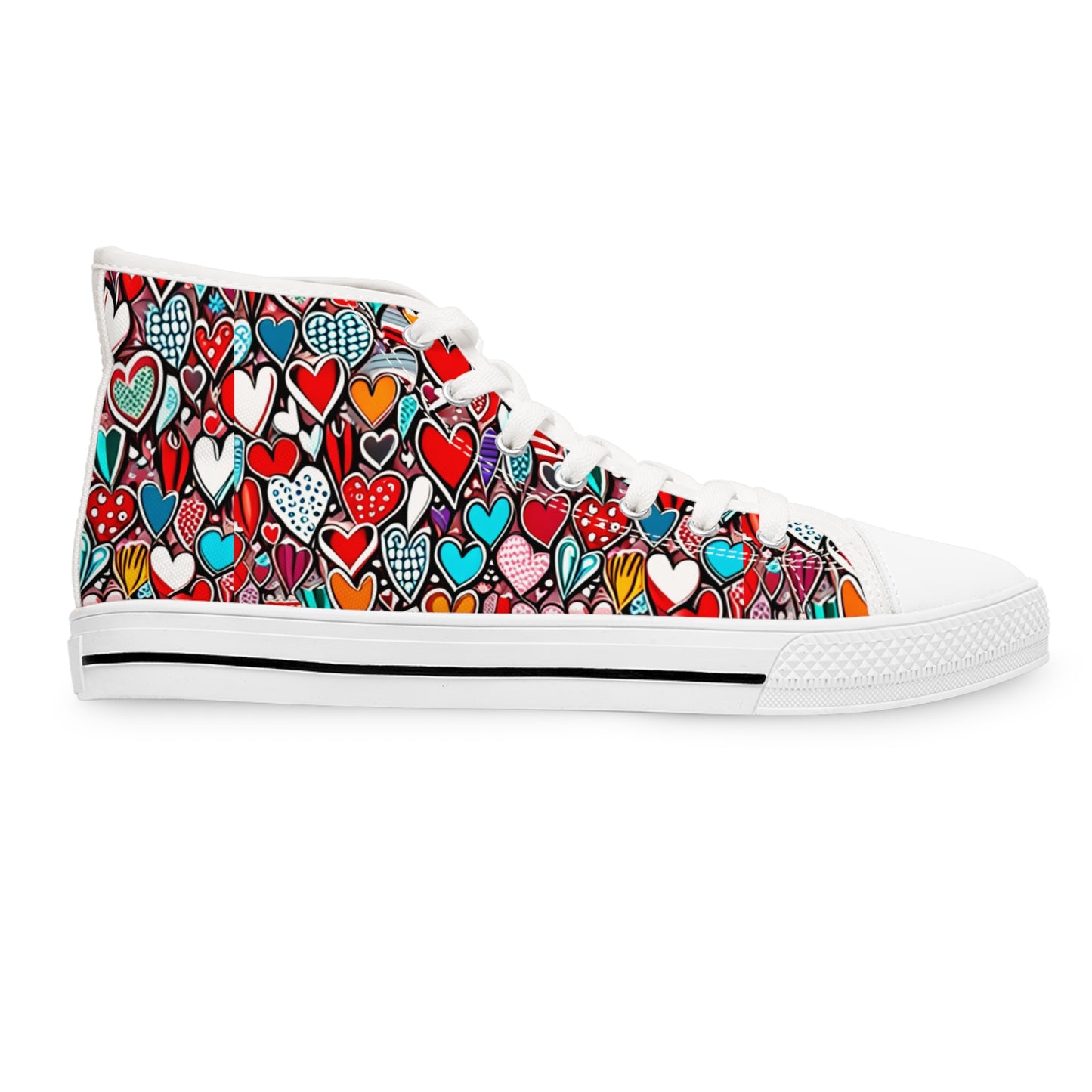 Colorful Hearts - Women's High Top Sneakers - Sober Symphony®