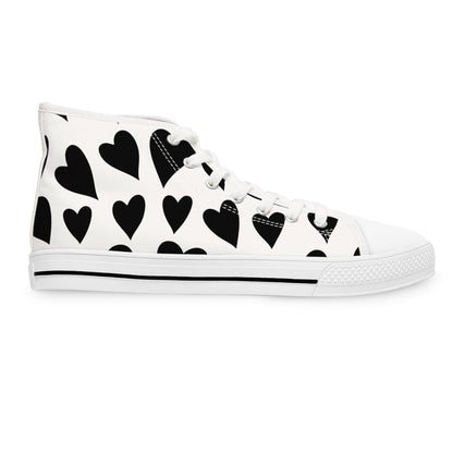 Black Hearts Women's High Top Sneakers - Sober Symphony®