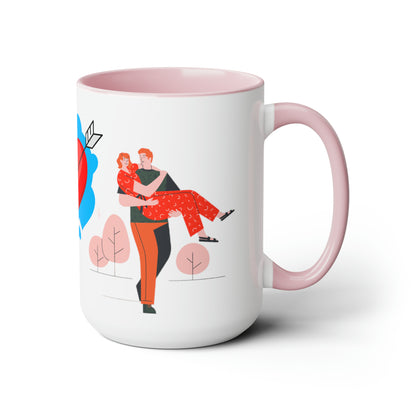 Sober Symphony - Couple Love - Two-Tone Coffee Mugs, 15oz