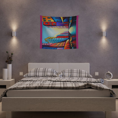 Sober Symphony - Colorful Buildings Printed Wall Tapestry