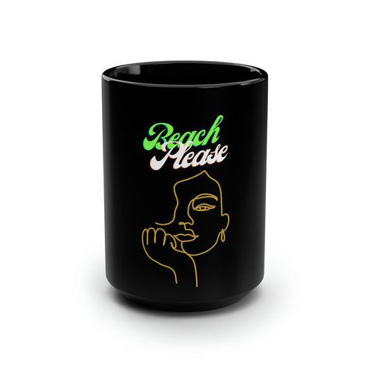 Beach Please - Sober Symphony - Black Mug, 15oz