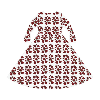 Sober Symphony Red Roses Floral - Women's Long Sleeve Dance Dress