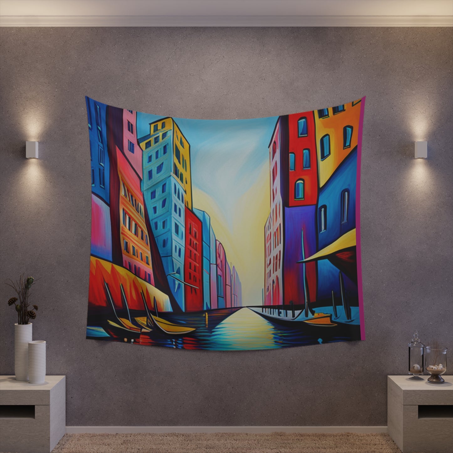 Sober Symphony - Colorful Buildings Printed Wall Tapestry