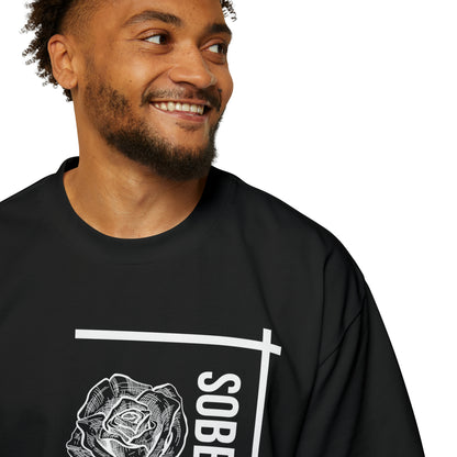 Rose Patterned Sober Symphony®  Men's Heavy Oversized Tee
