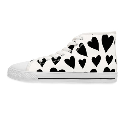 Black Hearts Women's High Top Sneakers - Sober Symphony®