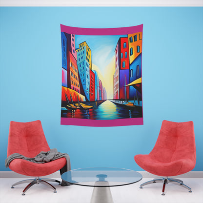 Sober Symphony - Colorful Buildings Printed Wall Tapestry