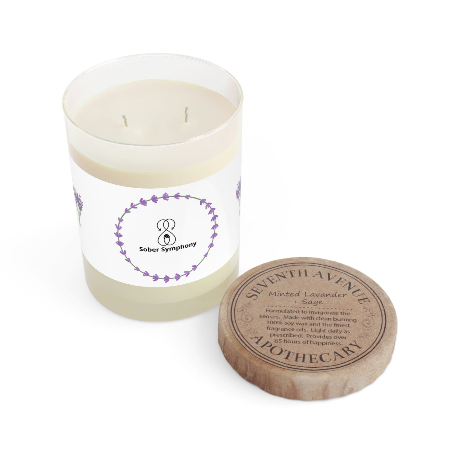 Sober Symphony Lavendar Scented Candle - Full Glass, 11oz