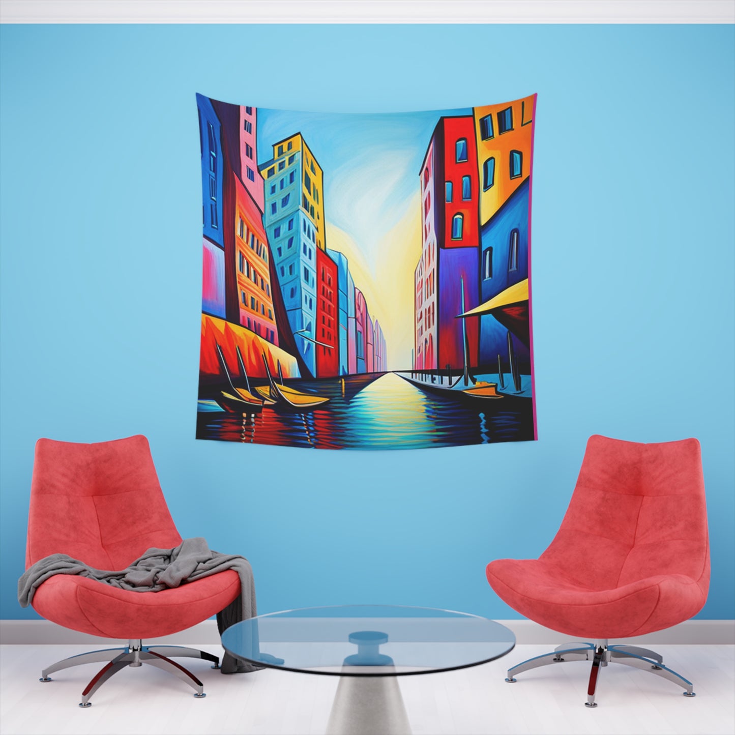 Sober Symphony - Colorful Buildings Printed Wall Tapestry