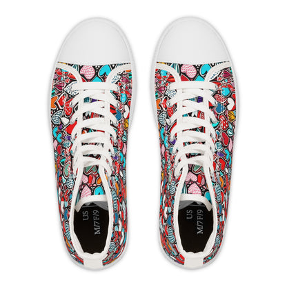 Colorful Hearts - Women's High Top Sneakers - Sober Symphony®