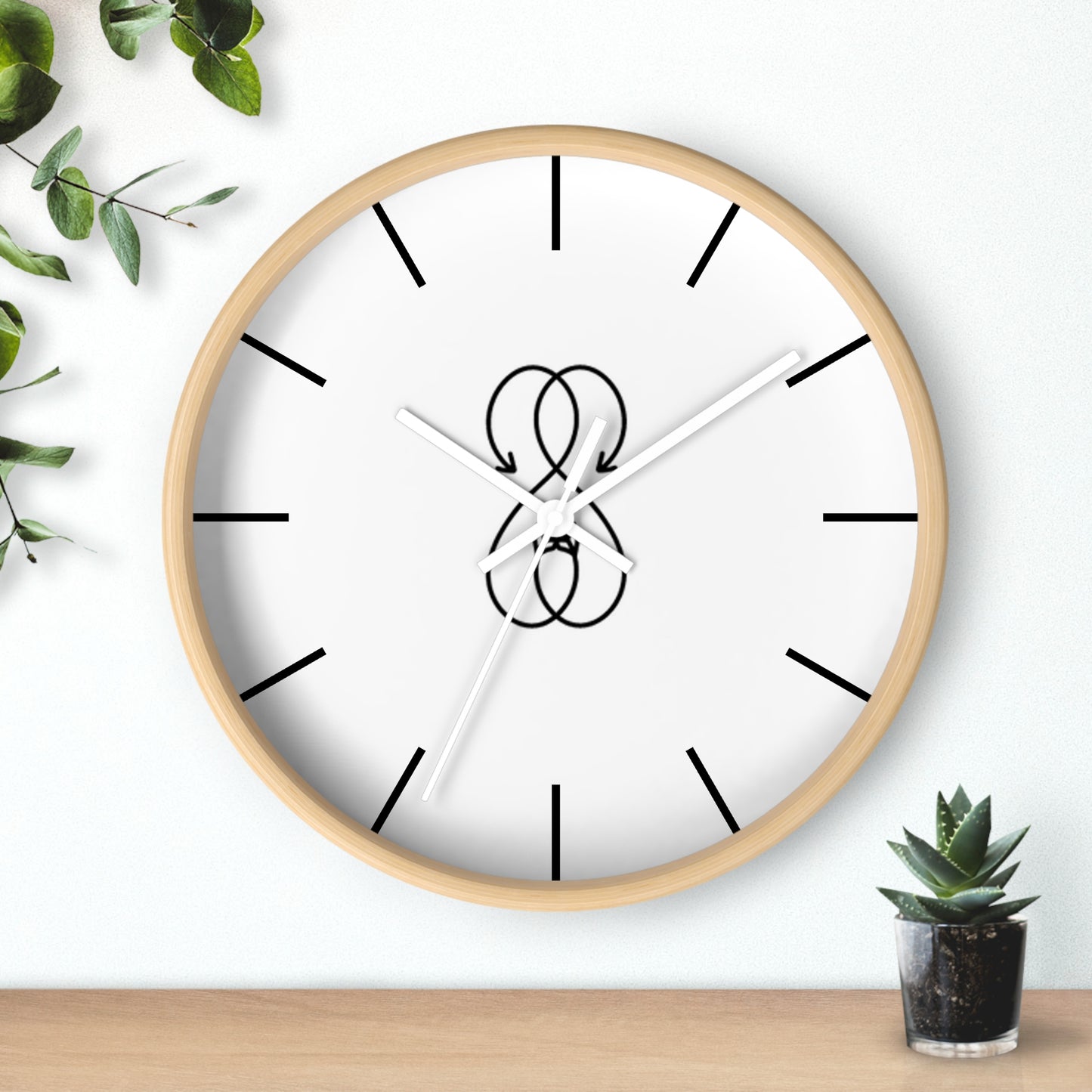 Sober Symphony Wooden Frame Lines Round Wall Clock