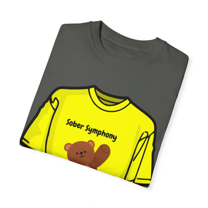 Sober Symphony Teddy Bear - Unisex Garment-Dyed T-shirt