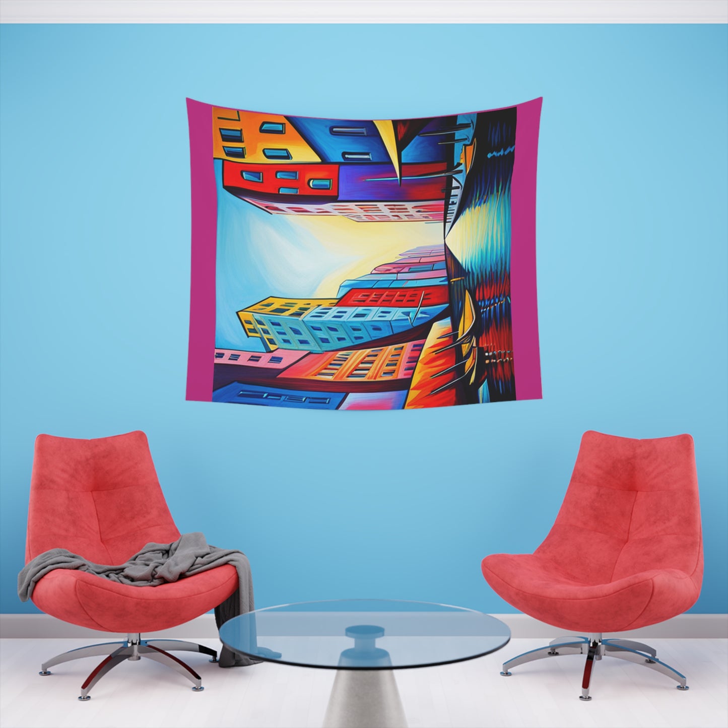 Sober Symphony - Colorful Buildings Printed Wall Tapestry