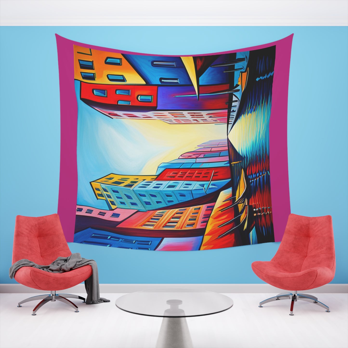 Sober Symphony - Colorful Buildings Printed Wall Tapestry