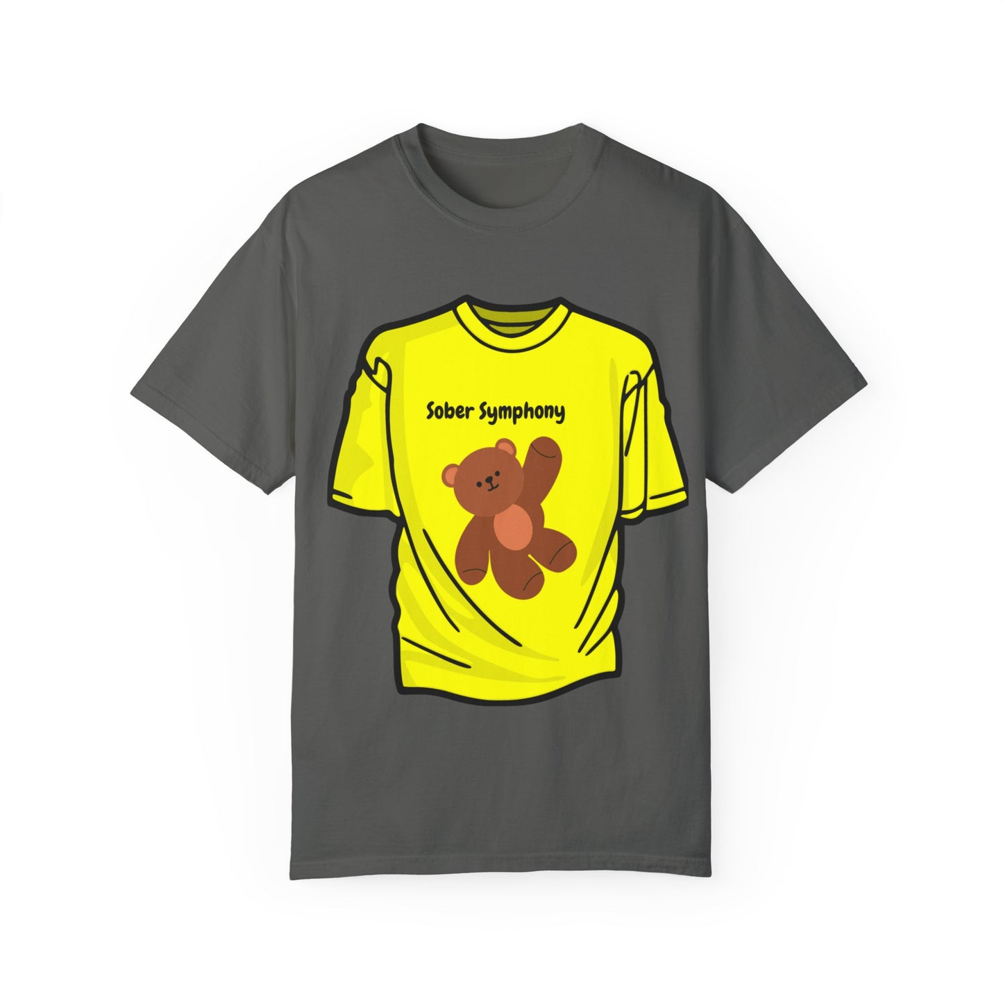 Sober Symphony Teddy Bear - Unisex Garment-Dyed T-shirt