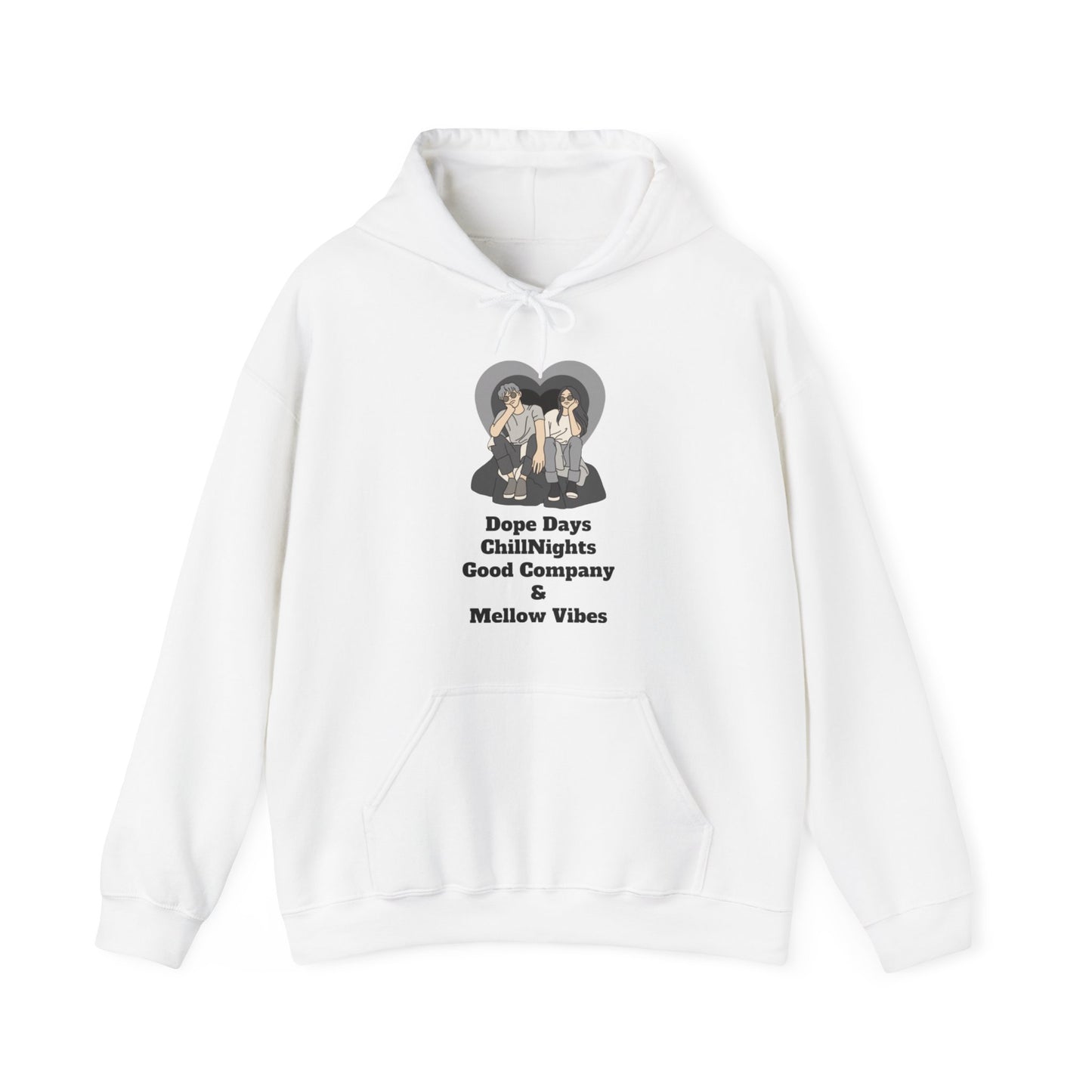 Sober Symphony - Black & White Aesthetics Illustrations Couple Unisex Heavy Blend™ Hooded Sweatshirt