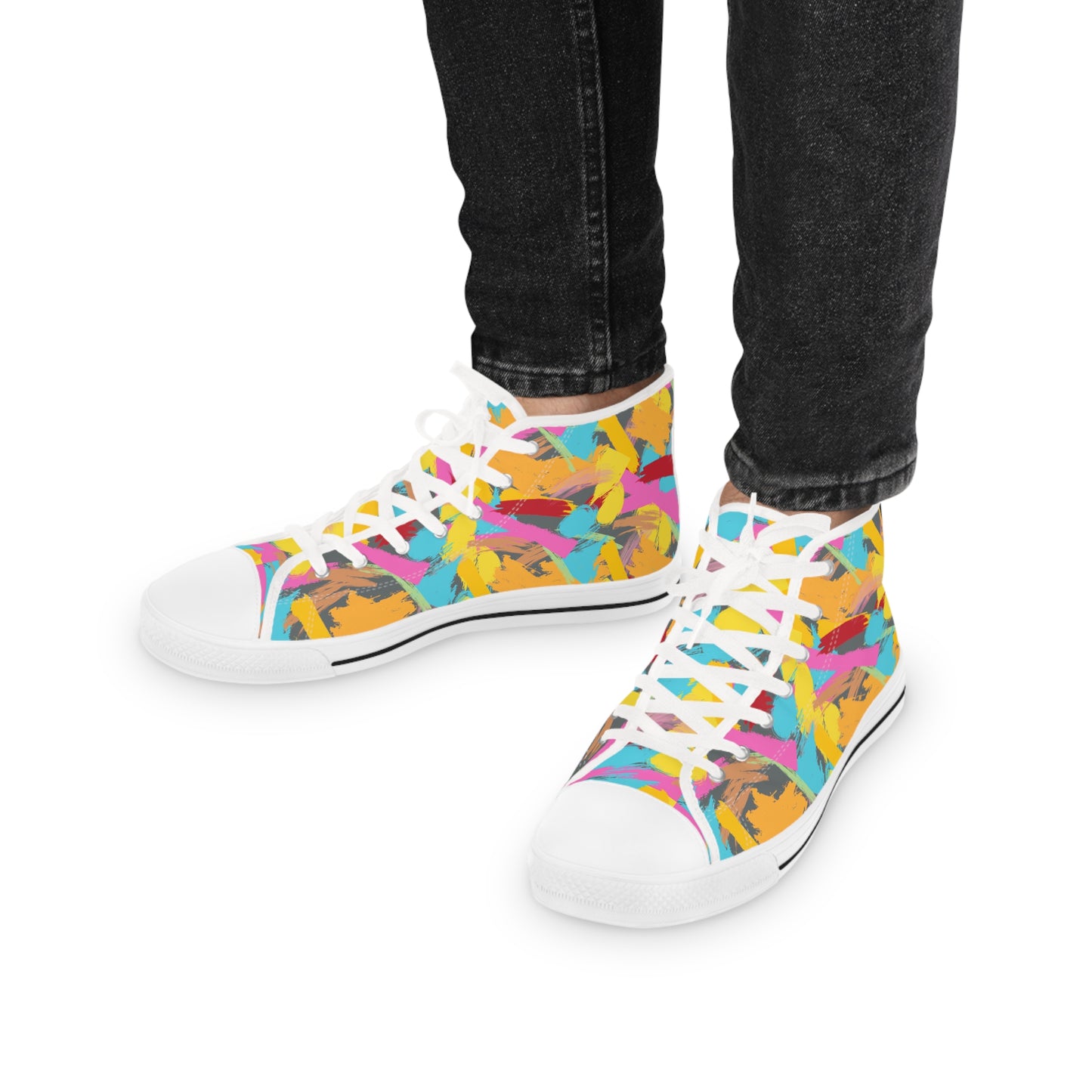 Colorful Paint Stroke - Men's High Top Sneakers - Sober Symphony®