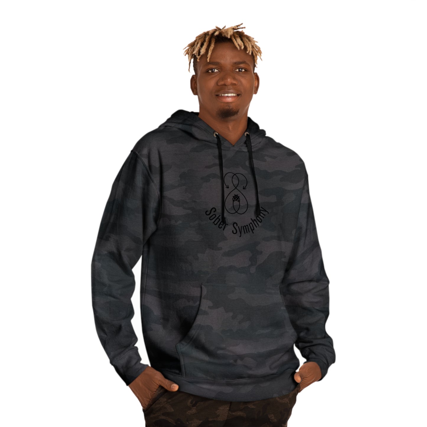 Sober Symphony Men's Black Camo Hooded Sweatshirt