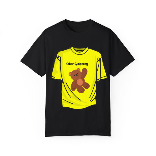 Sober Symphony Teddy Bear - Unisex Garment-Dyed T-shirt