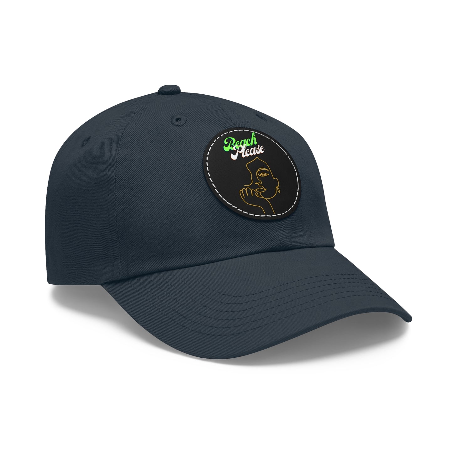 Beach Please - Baseball Cap with Leather Patch (Round)