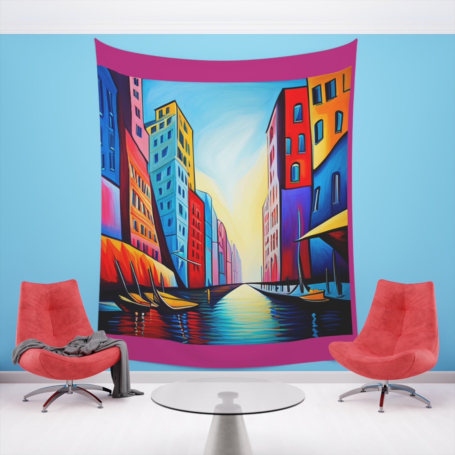 Sober Symphony - Colorful Buildings Printed Wall Tapestry