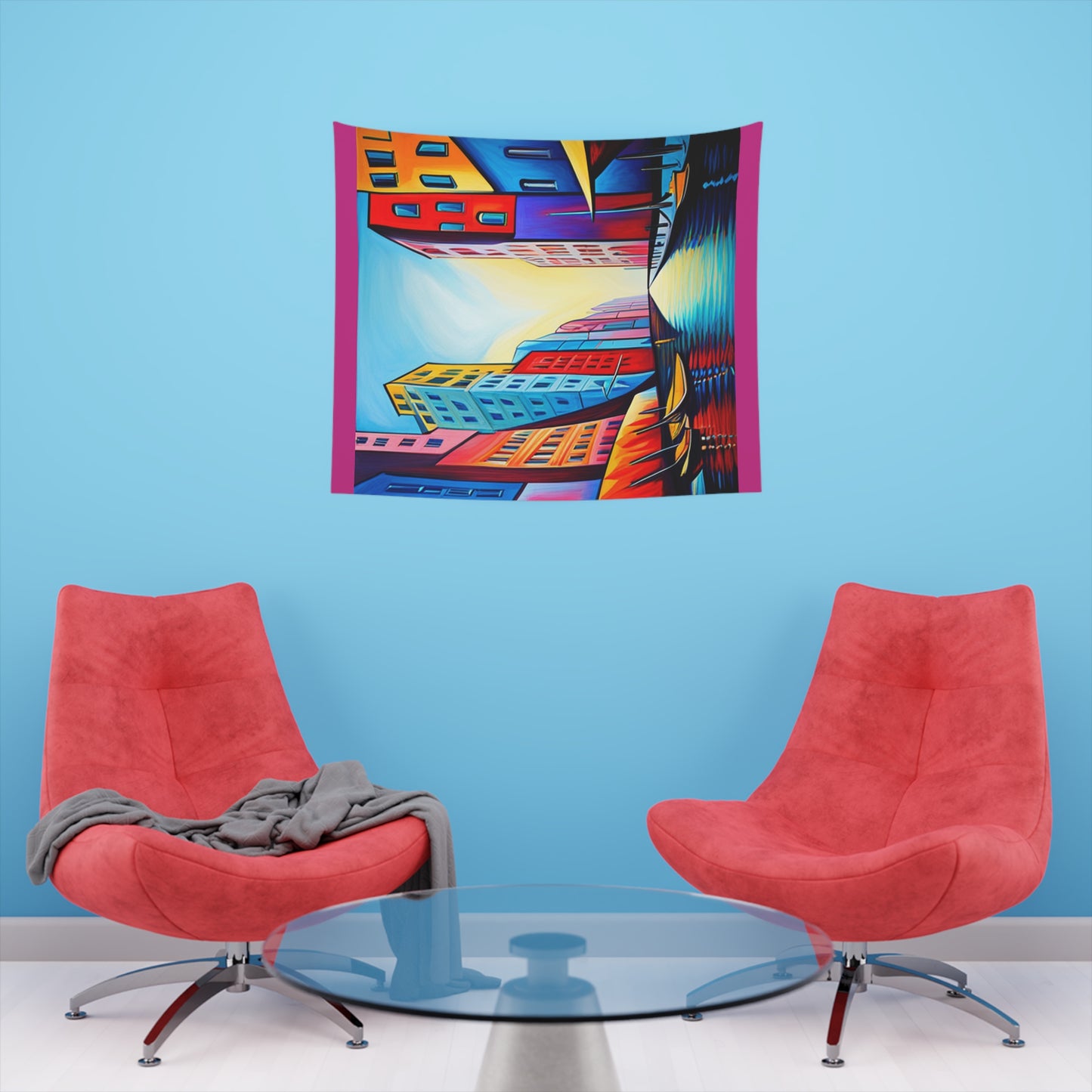 Sober Symphony - Colorful Buildings Printed Wall Tapestry