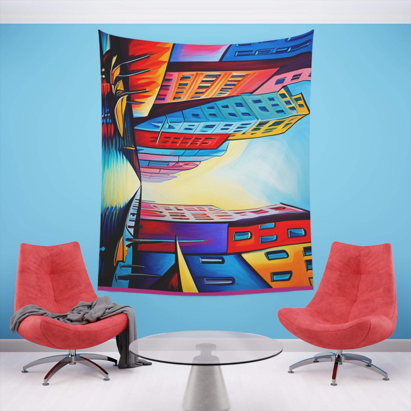 Sober Symphony - Colorful Buildings Printed Wall Tapestry