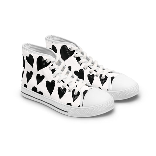 Black Hearts Women's High Top Sneakers - Sober Symphony®